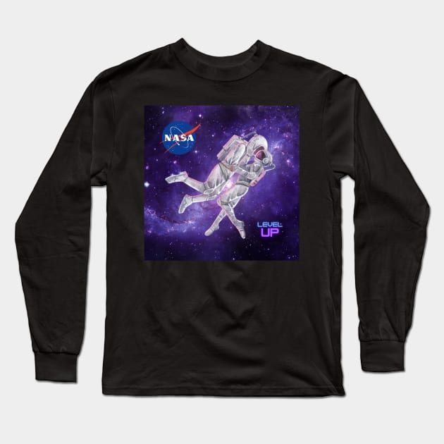 Astronaut Astronauts Space Walking Floating in Space Astro Space city Houston 3 Long Sleeve T-Shirt by SammyLukas